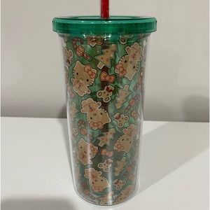 Hello Kitty Gingerbread Christmas Holiday Travel Cup Straw Tumbler Water Bottle